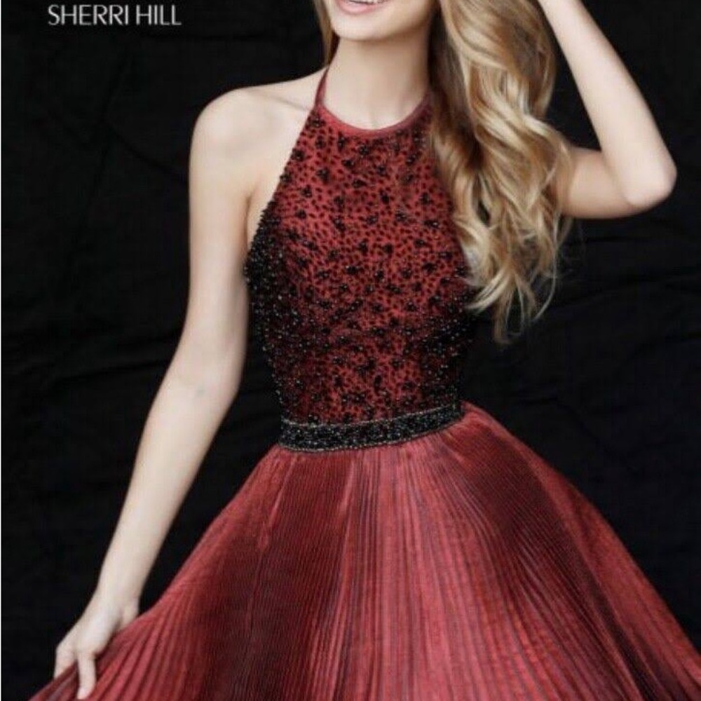 Red beaded Sherri Hill Cocktail Dress -worn once-